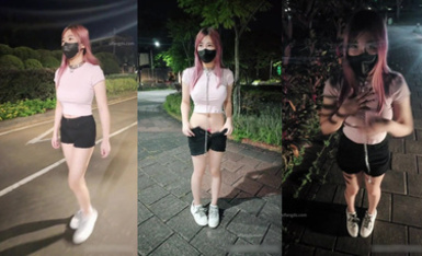 ❤️小小Q｜羞恥露出_黑暗公園，狗鍊強制露出散步
